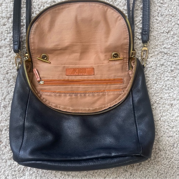 HOBO Black Leather Top-Handle Crossbody Bag with Gold Hardware like new - Picture 12 of 13